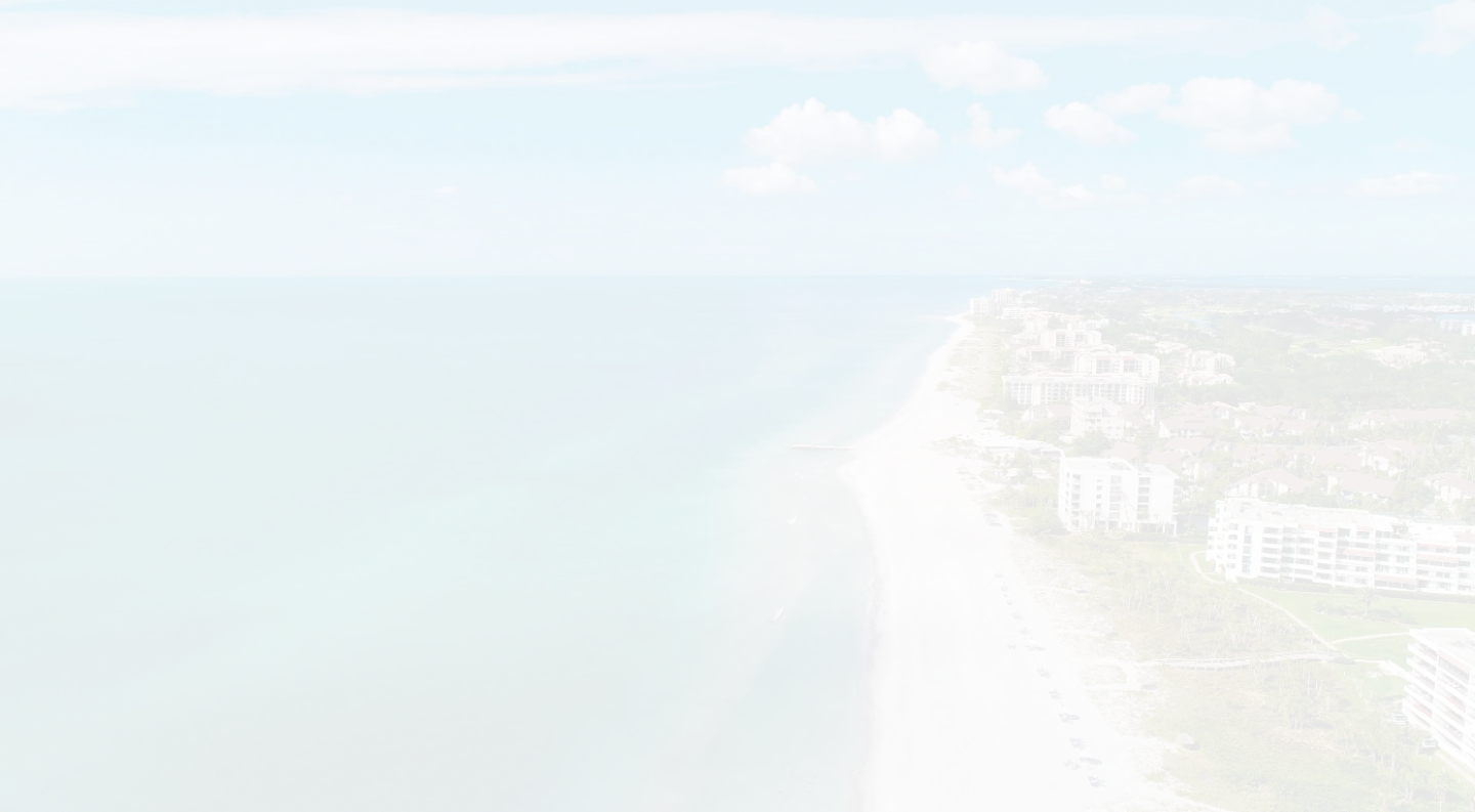 An aerial view of a beach and ocean. The beach is white and sandy, and the ocean is a deep blue. There are a few palm trees on the beach and a few boats in the ocean.